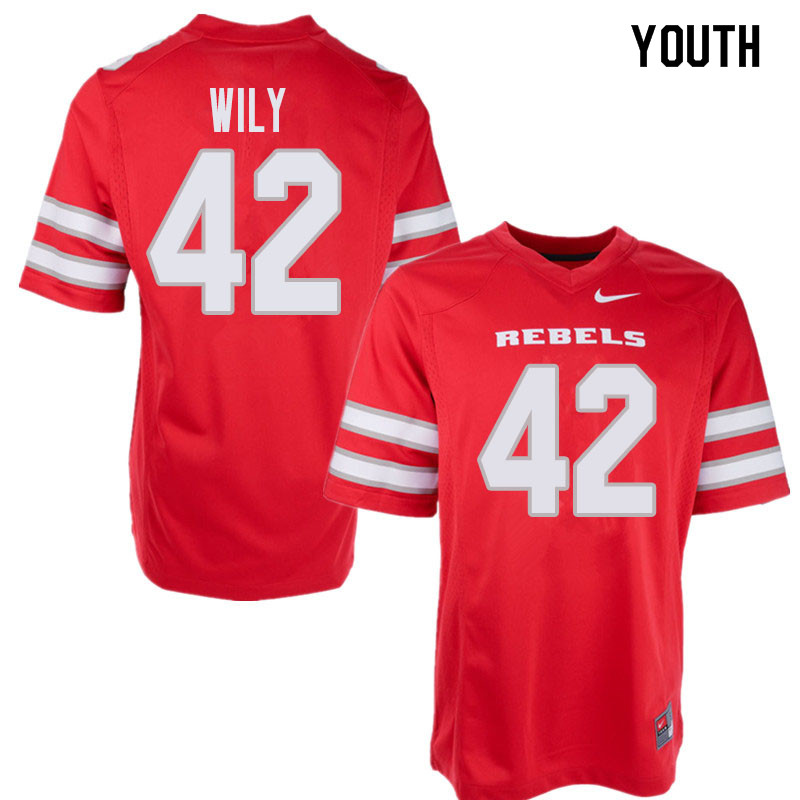 Youth UNLV Rebels #42 Salanoa-Alo Wily College Football Jerseys Sale-Red